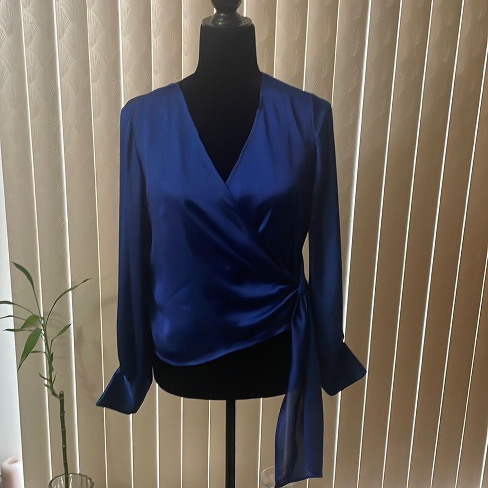 Zara satin feel (polyester) wrap blouse